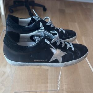 Golden Goose Superstar Black and Silver Sneakers